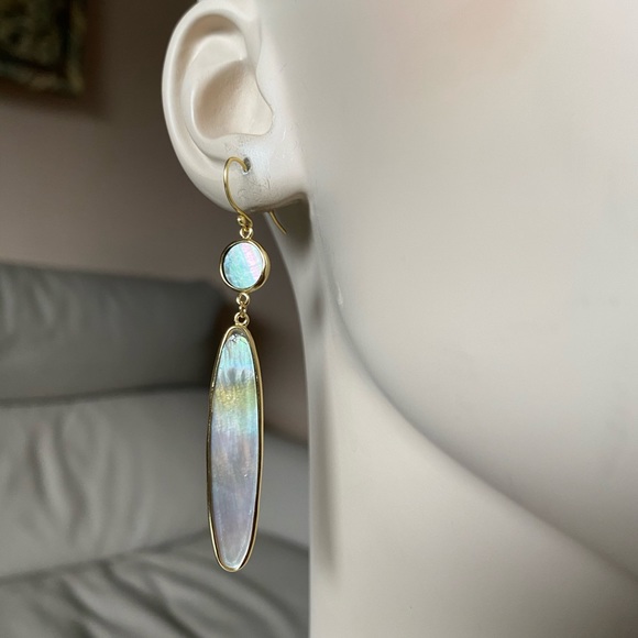 Sterling Silver Grey Mother of Pearl MOP Earrings Mermaid-Core Mermaidcore - Picture 16 of 16